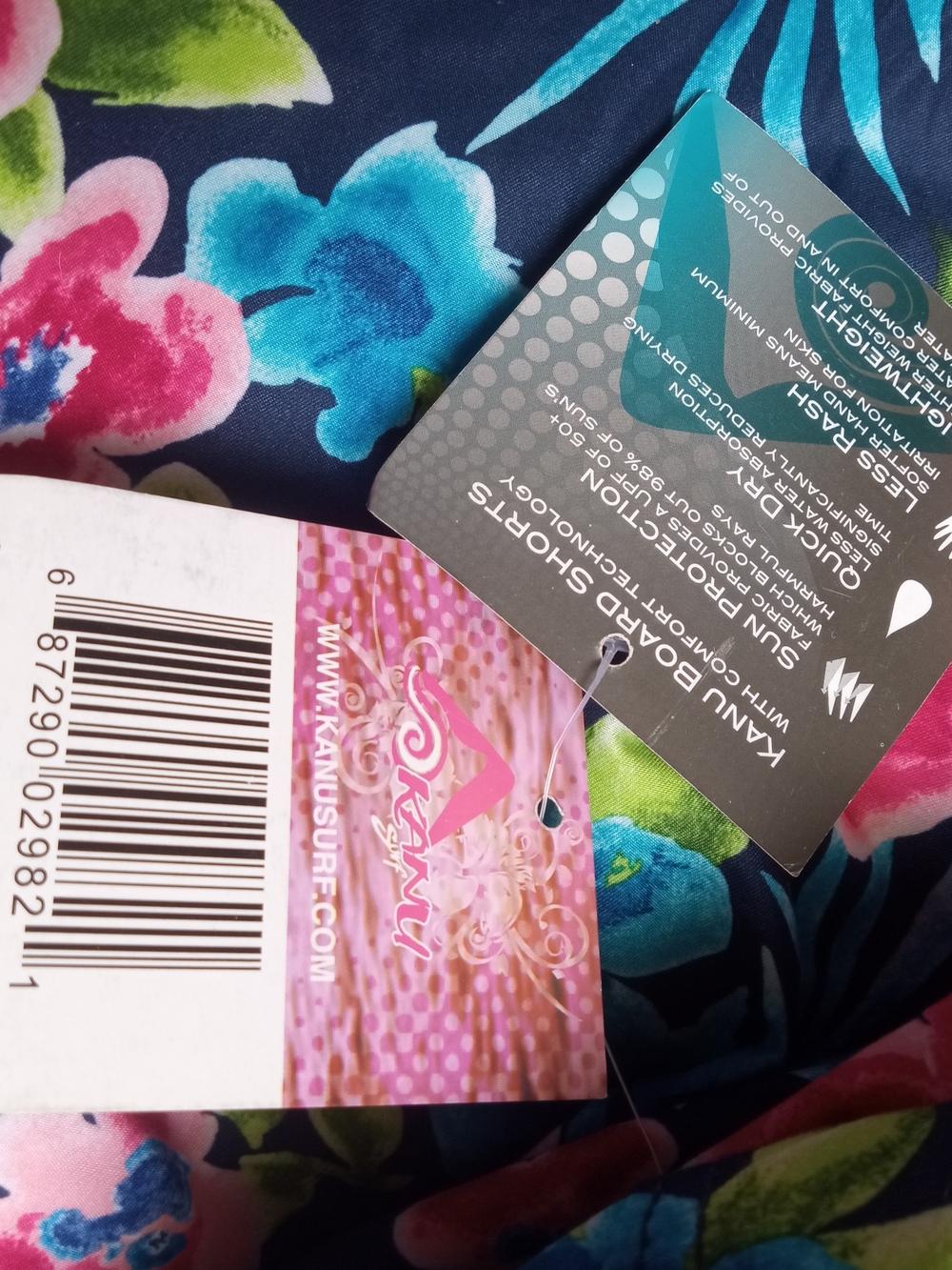 Kanyu Surf Tropical with Pink & Teal Flowers Board Shorts - Picture 4 of 5